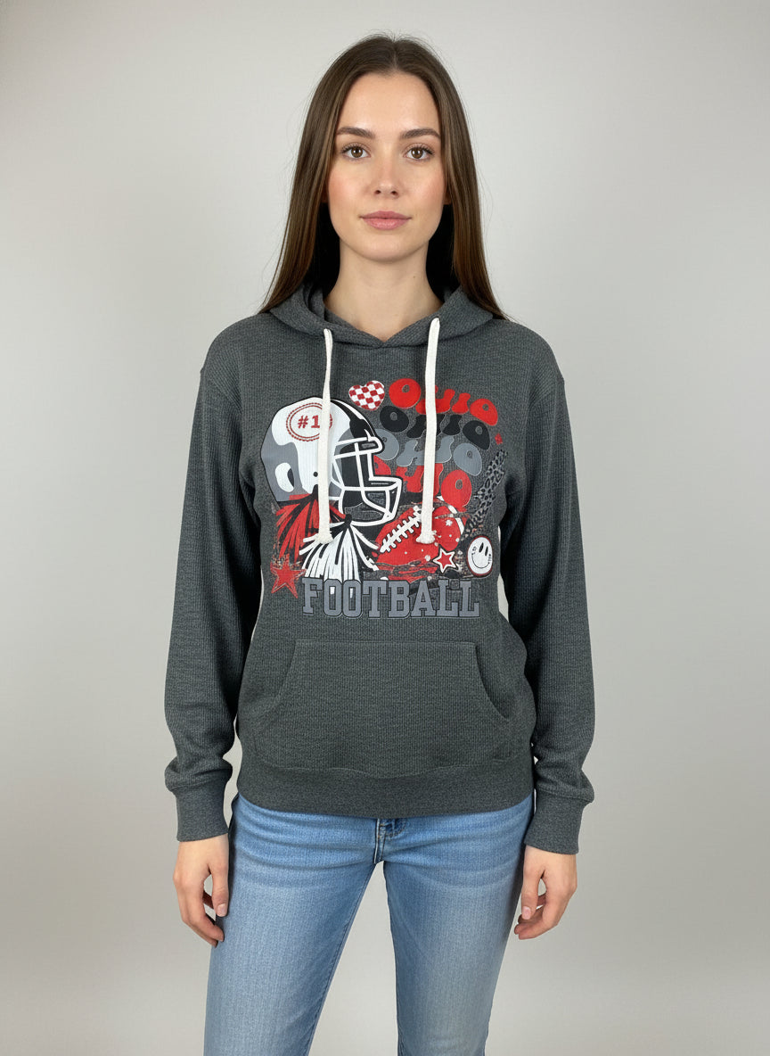 OHIO FOOTBALL WAFFLE KNIT HOODIE