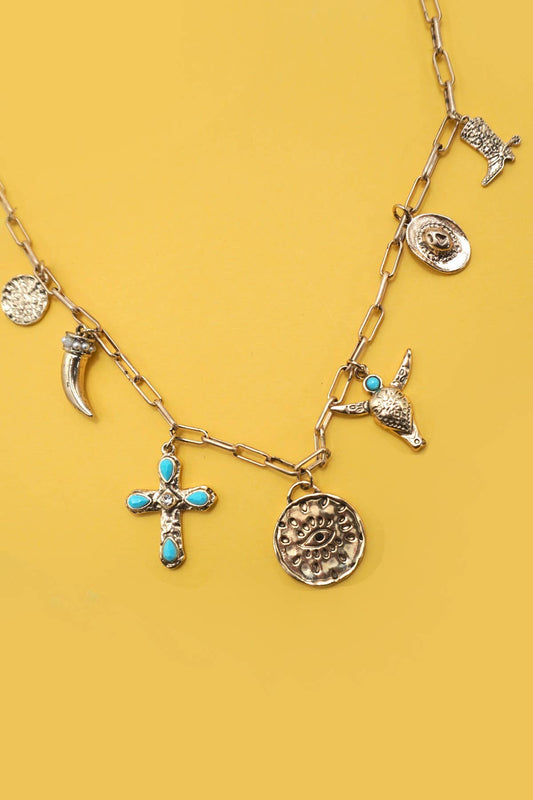 CHARM NECKLACE-WESTERN CROSS COWBOY HAT | 80N91684