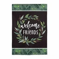 Welcome Friends Suede Garden Flag