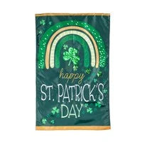 Rainbow and Shamrocks Applique Garden Flag
