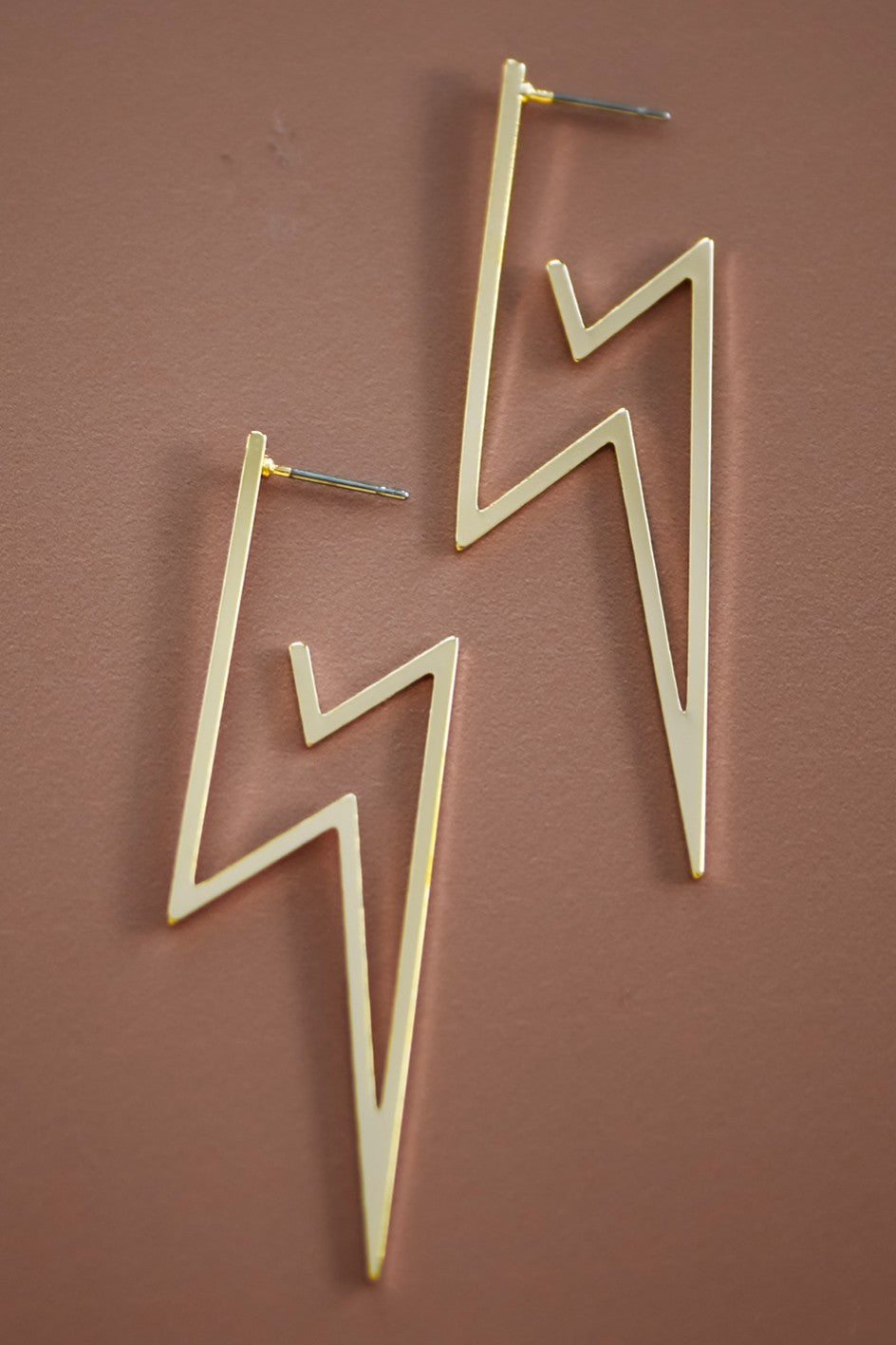 Gold Plated Lightning Bolt Hoops