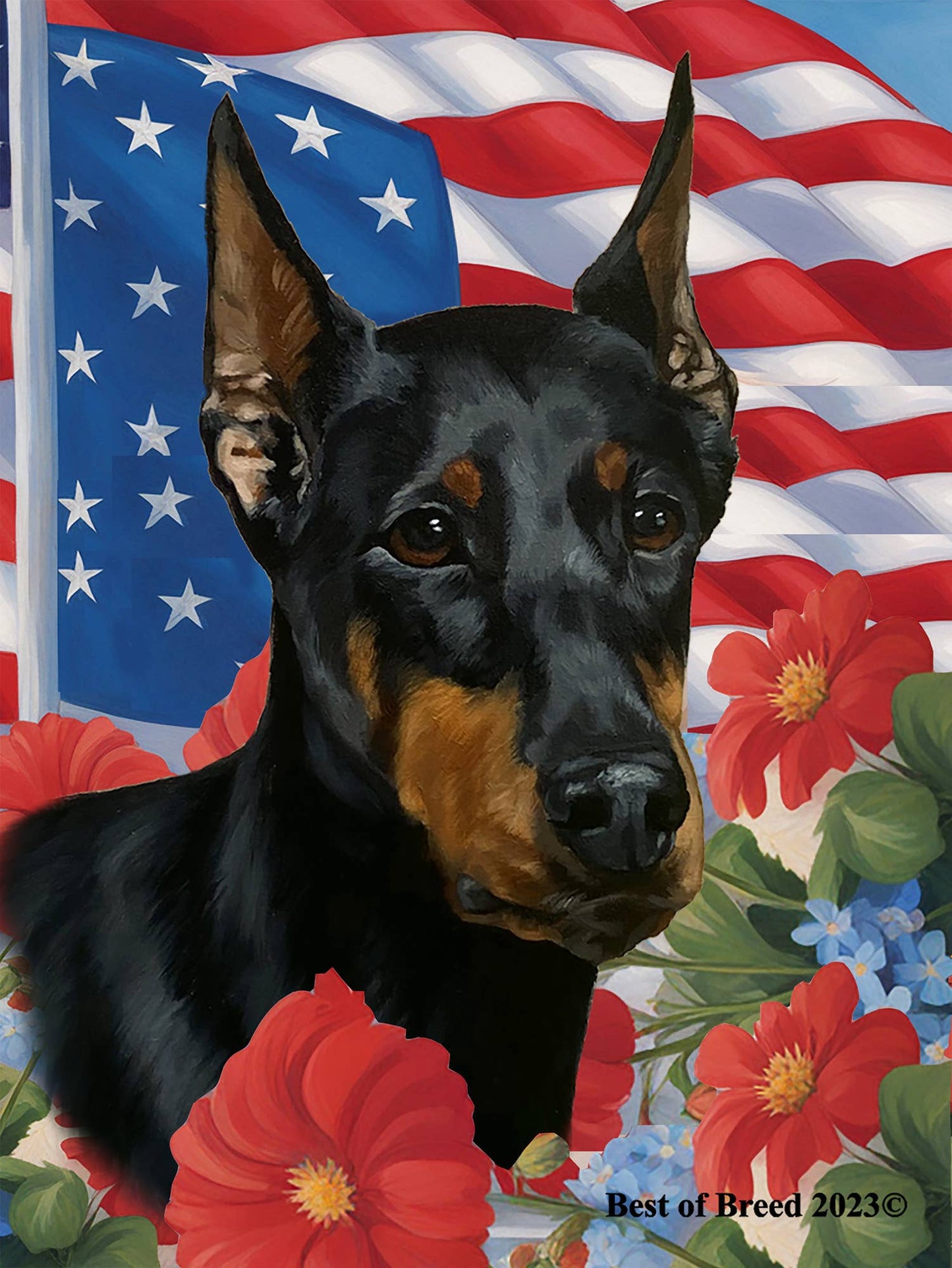 Best of Breed Products - Doberman B/T - All-American I Garden Flag
