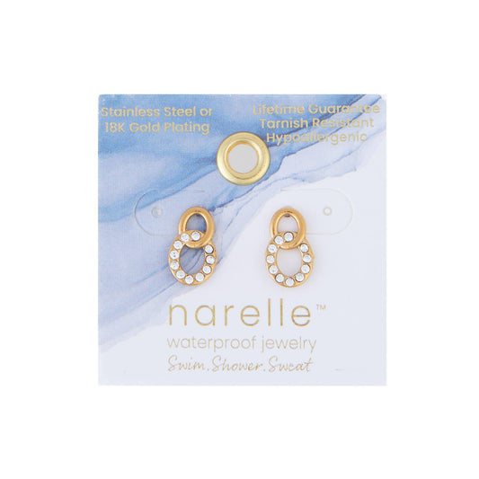 Howard's - Waterproof Earrings Double Circle Link 18K Gold Studs