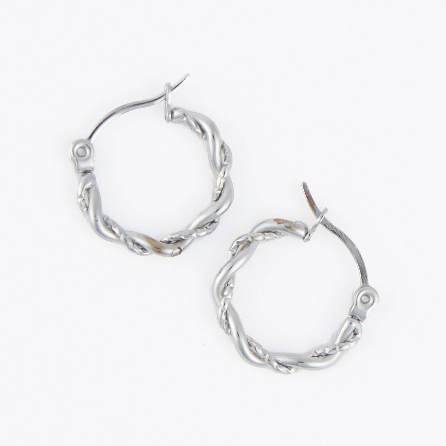 Howard's - Waterproof Earrings Twisted Hoop Pin Catch in Gold & Steel