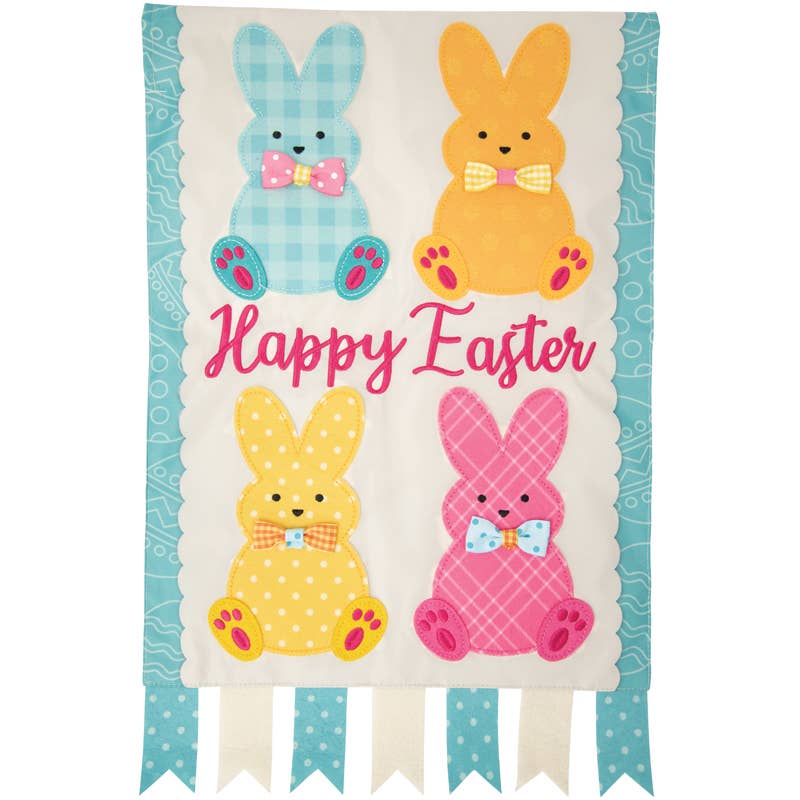FlagTrends by Carson - "Easter Bunnies" Double Applique Garden Flag