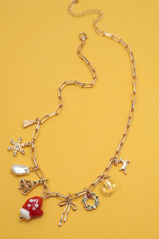 CHARM NECKLACE-CHRISTMAS TREE MITTEN RUDOLPH |