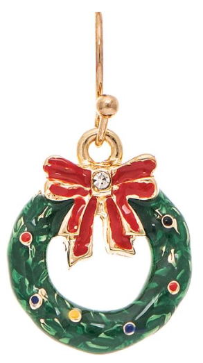 3D Ribboned Wreath Earring