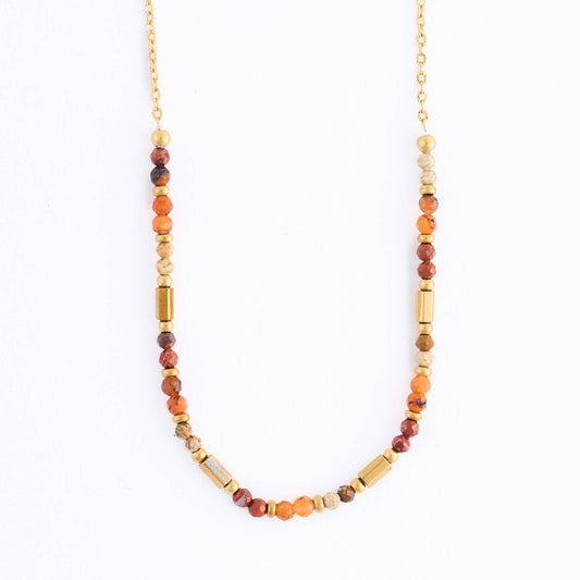 Howard's - Waterproof Necklace 15" Jasper Beaded Gemstone Agate Narelle
