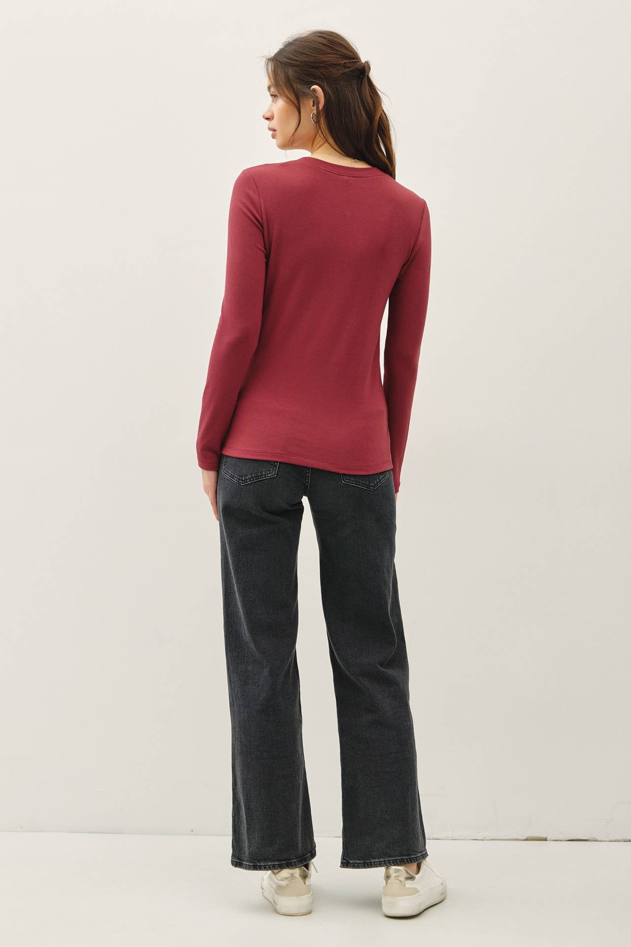 ULTRA SOFT BASIC LONGLEEVE HENLEY TOP-Be Cool