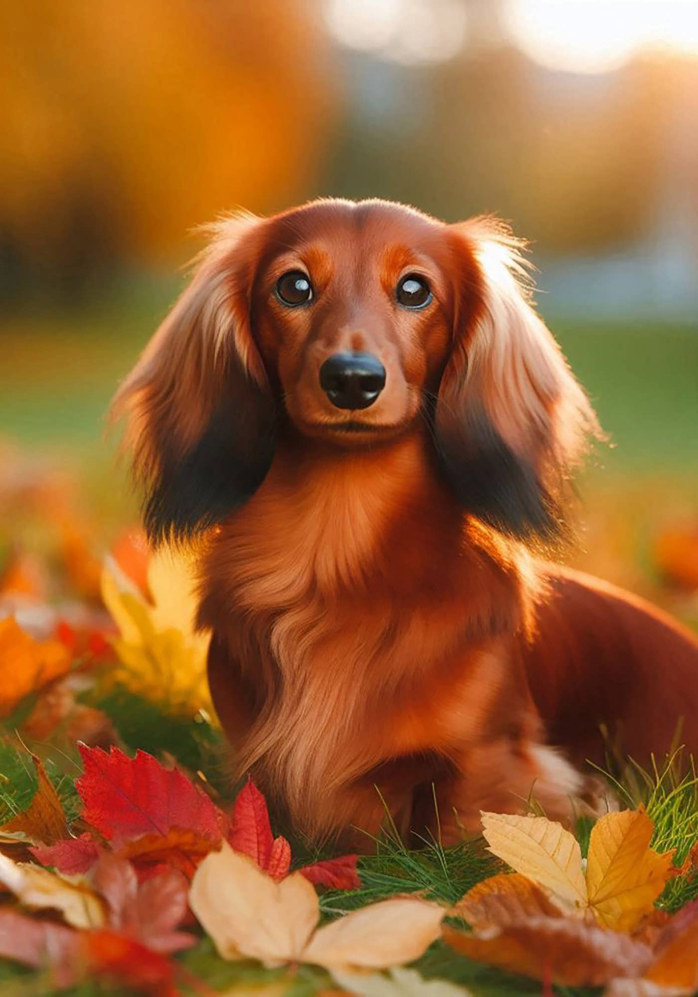 Best of Breed Products - Dachshund Longhair Red - Falling Leaves Garden Flag
