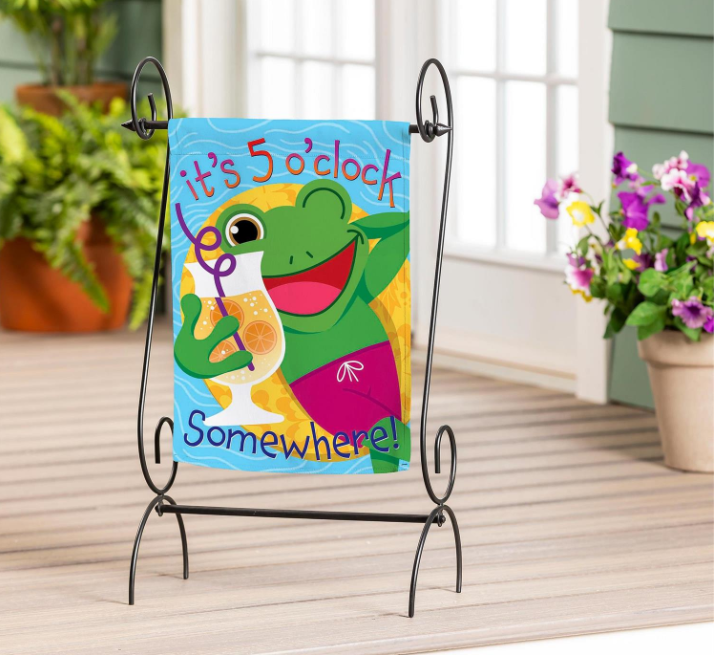 5 o Clock Frog Applique Flag