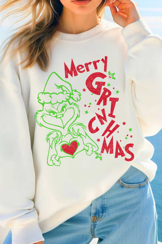MERRY GRINCHMAS PUFF GRAPHIC BRUSHED SWEATSHIRTS