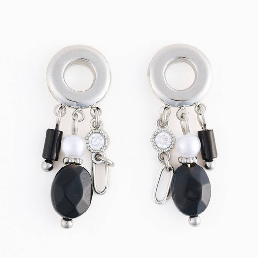 Howard's - Waterproof Earrings Drop Black Agate Jewelry Narelle Post