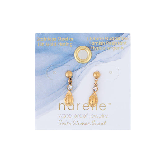 Howard's - Waterproof Earrings Teardrop Dangle Drop 18K Gold Finish