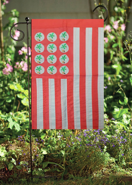 Buckeye Leaf Nylon Garden Flag ~ Embroidered Stars