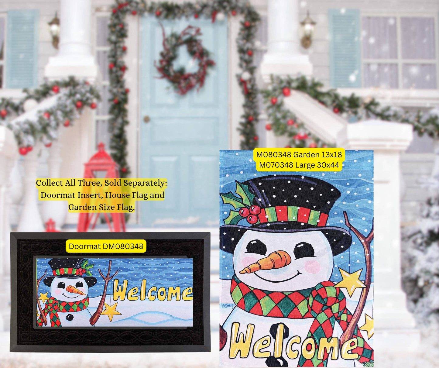 Magnolia - Doormat Insert Snowman Star And Flurries