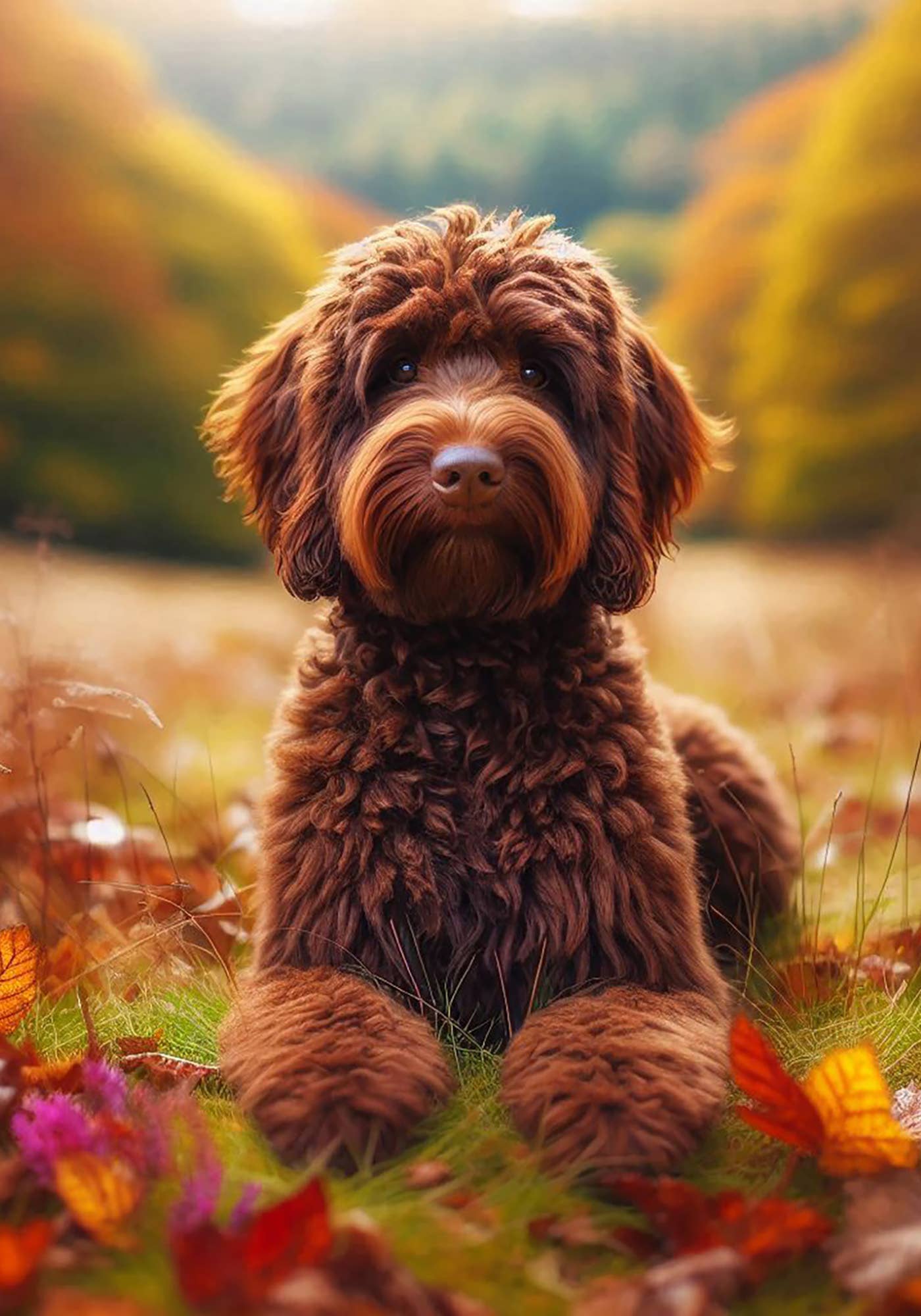 Best of Breed Products - Labradoodle Chocolate - Falling Leaves Garden Flag