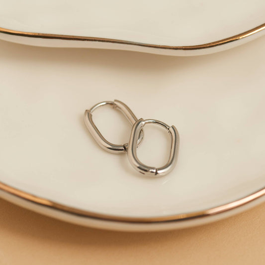 Howard's - Waterproof Earrings Narelle Oval Huggie Hoop Gold & Steel