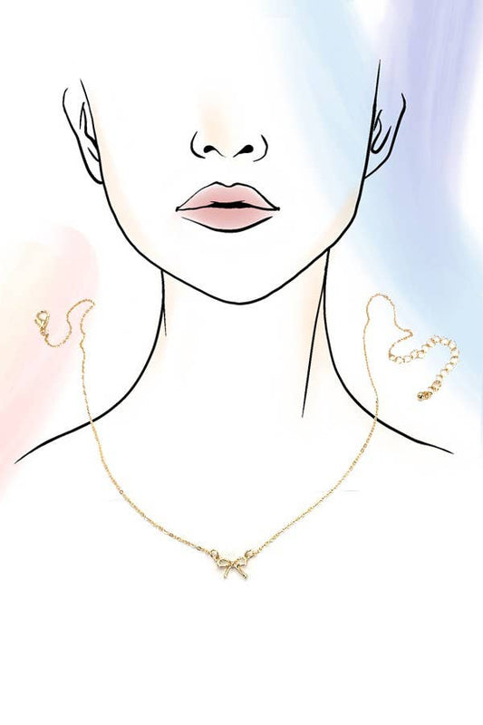 MINI GOLD BOW CHARM NECKLACE |