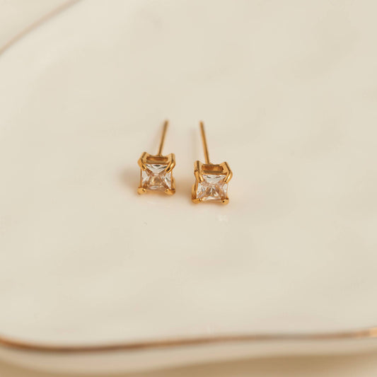 Howard's - Waterproof Earrings 5mm Square Cubic Zirconia Stud Narelle