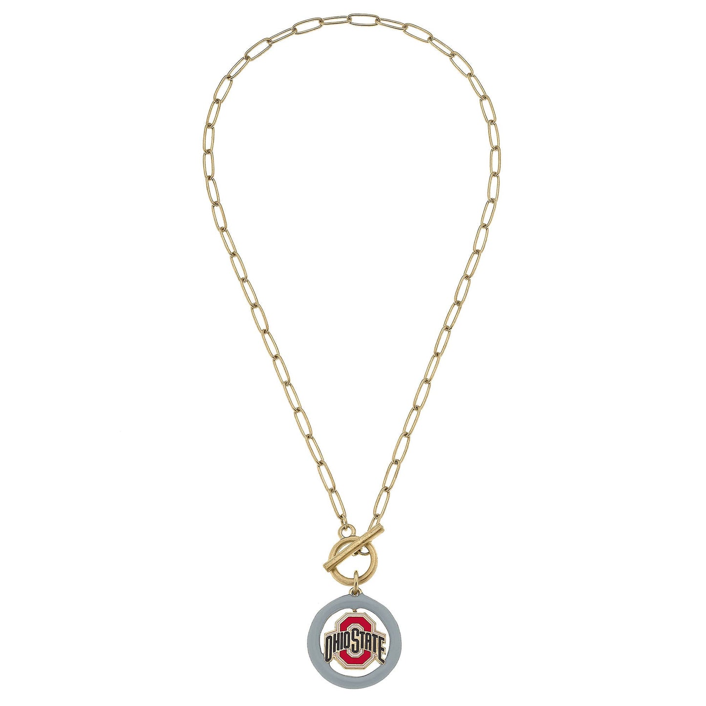 Canvas Style - Ohio State Buckeyes Logo Enamel T-Bar Necklace