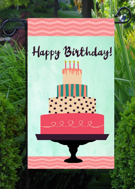 Happy Birthday Orange Cake Garden Flag G1636