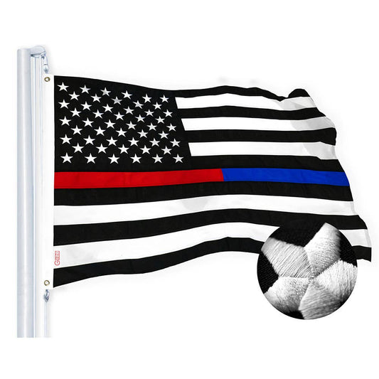 G128 - Thin Red & Thin Blue Line Flag 220GSM Embroidered Spun Polyester 3x5 Ft