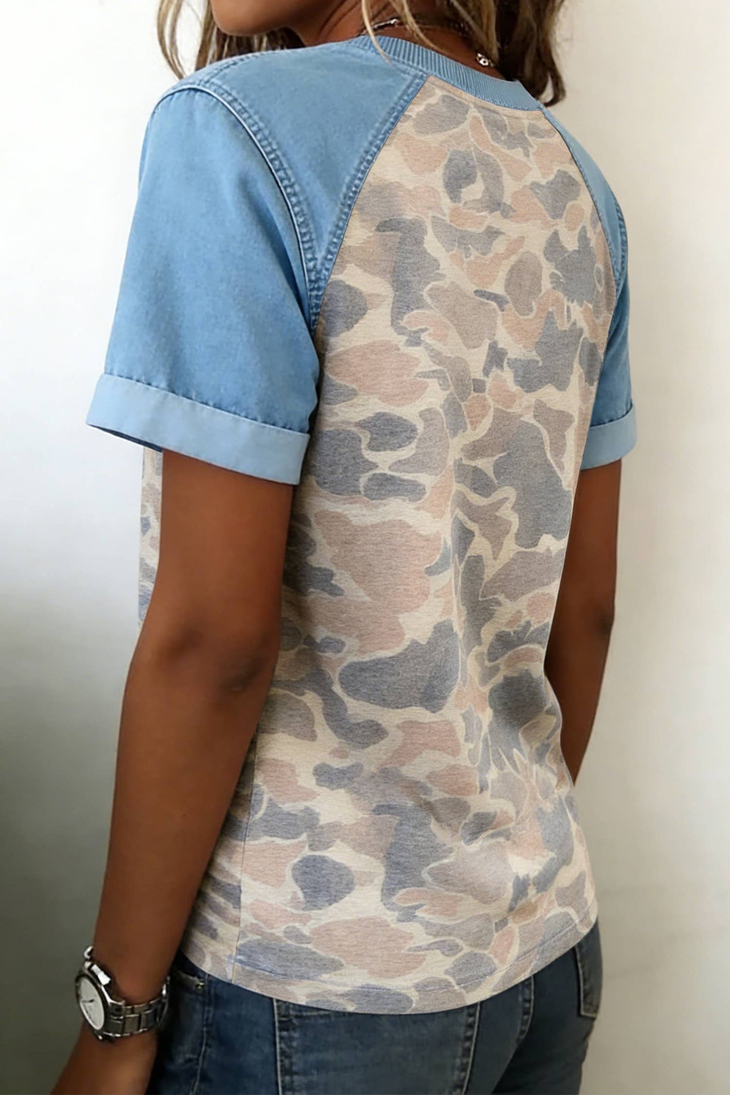 Fashion Camouflage Patchwork T Shirt