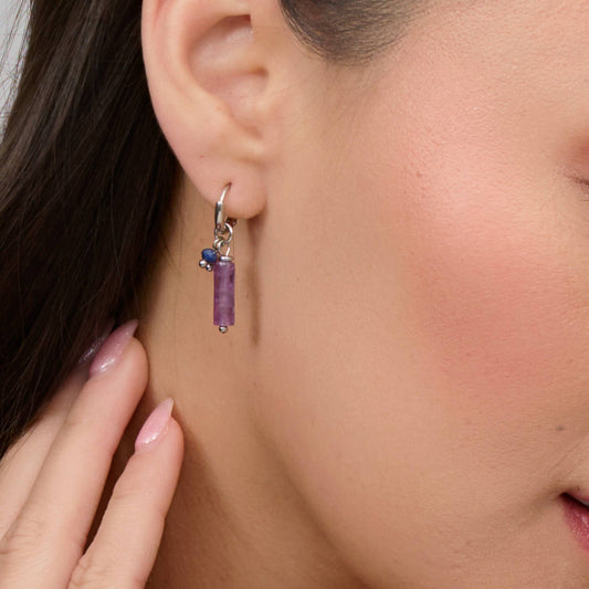 Howard's - Waterproof Earrings Amethyst Hoop Bar Narelle Gemstone