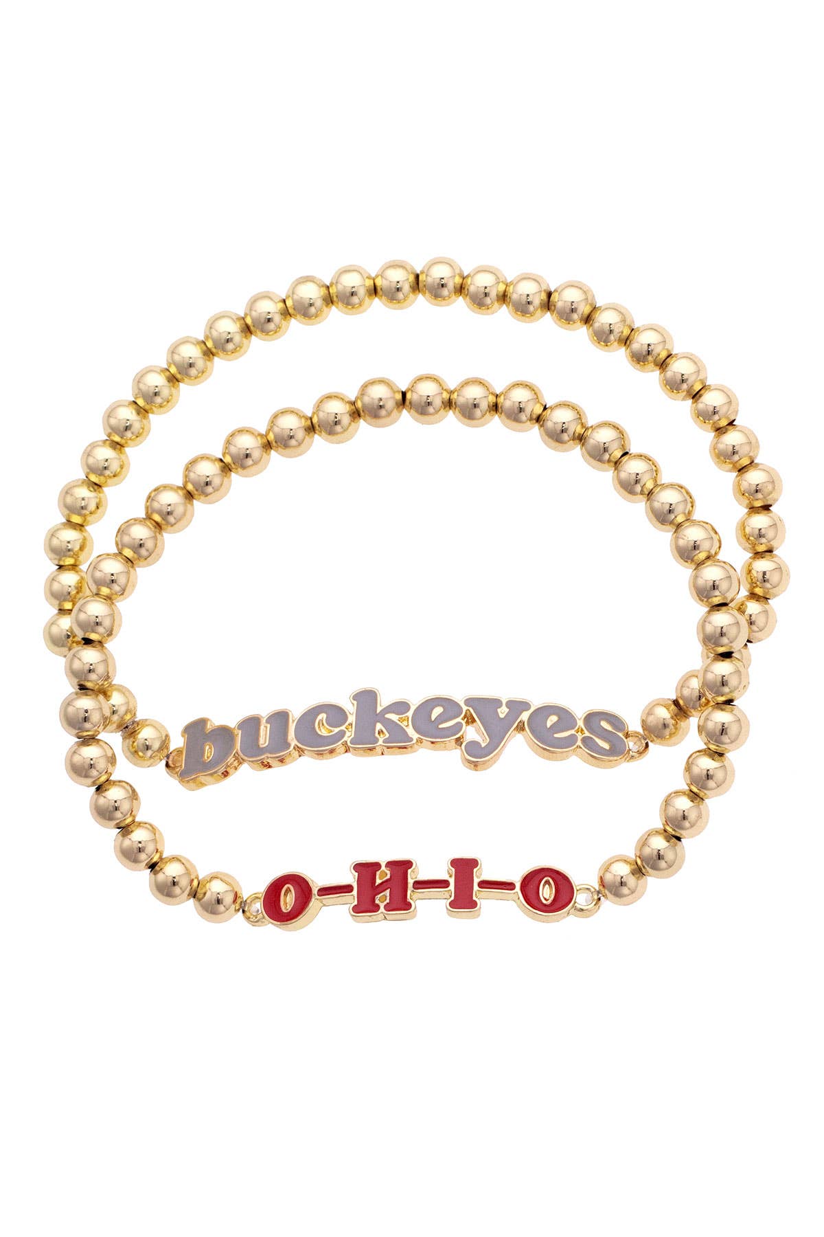 Canvas Style - Ohio State Buckeyes Slogan Ball Bead Bracelet Set of 2