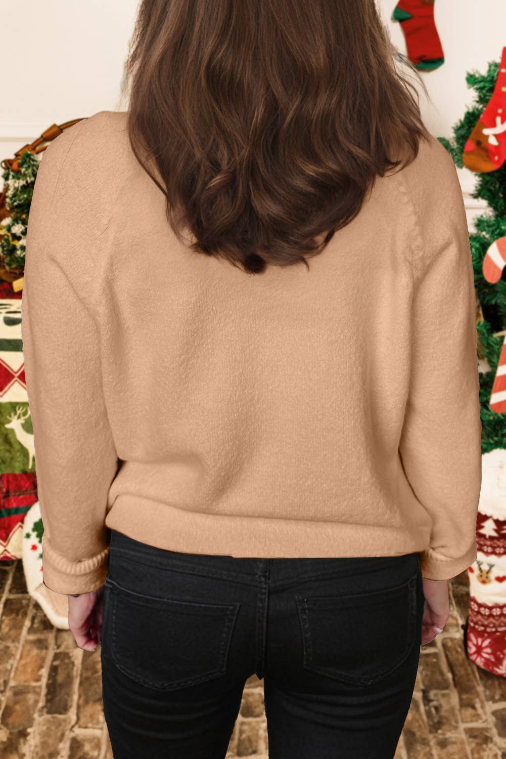 Christmas Raglan Sleeve MERRY Letter Sweater