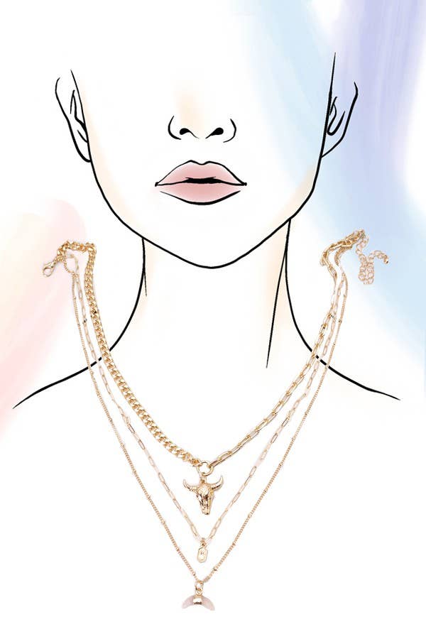 JOSSLYN by wall to wall - BULL HORN MULTI LAYER NECKLACE | 80N243