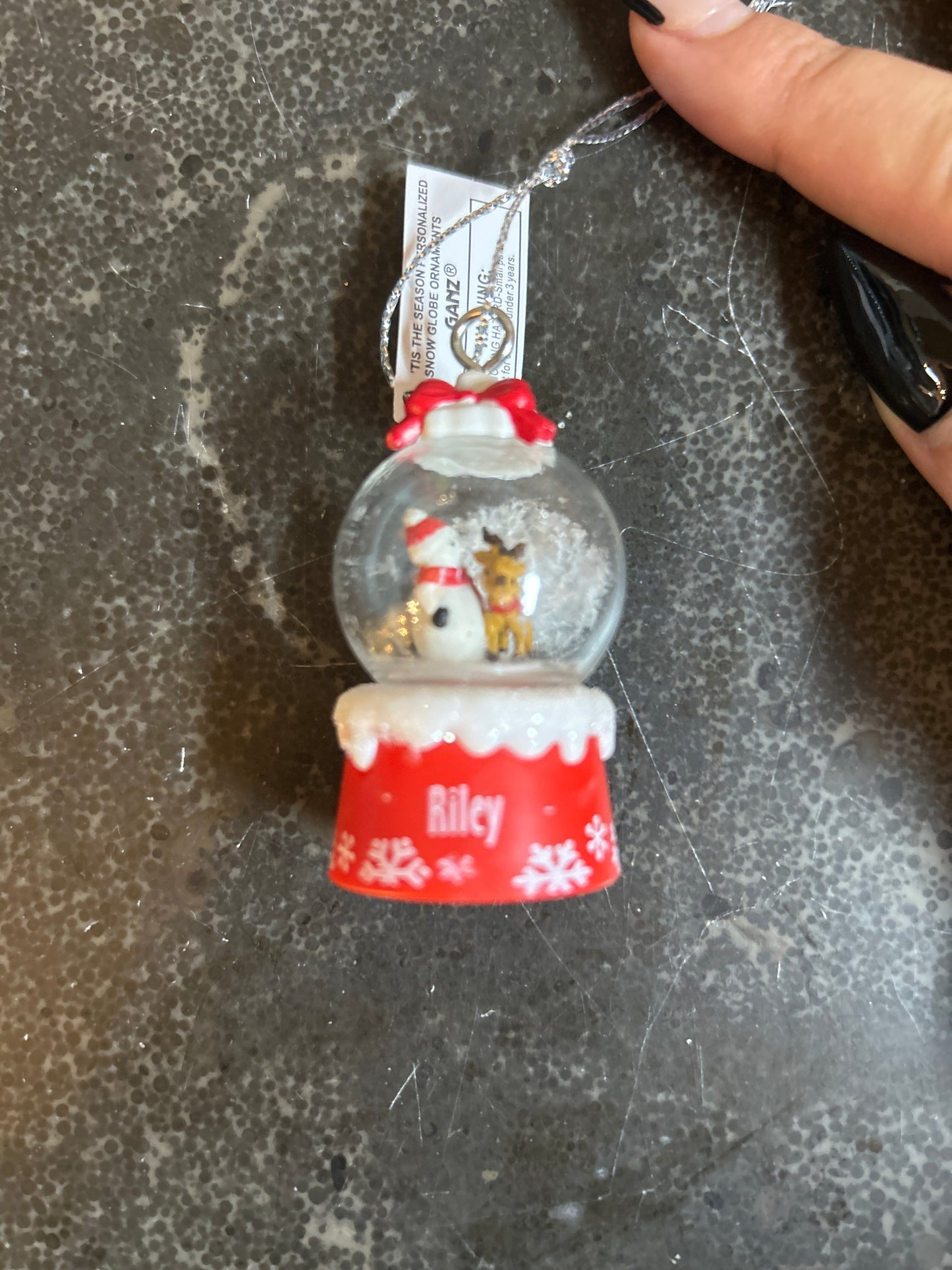 Riley Mini Christmas Snow Globe Ornament