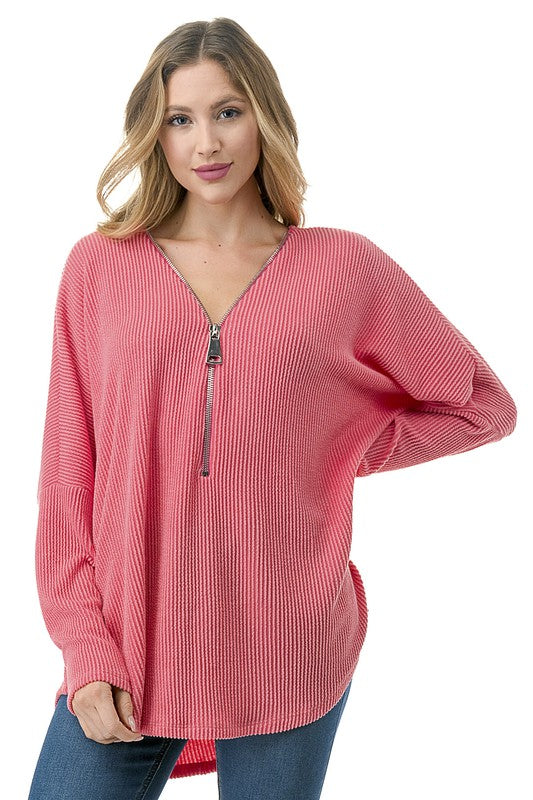 Ariella DOLMAN SLEEVE ZIPPER TOP