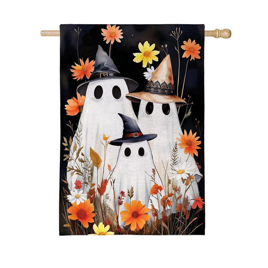 Halloween Ghost Family Burlap Flag