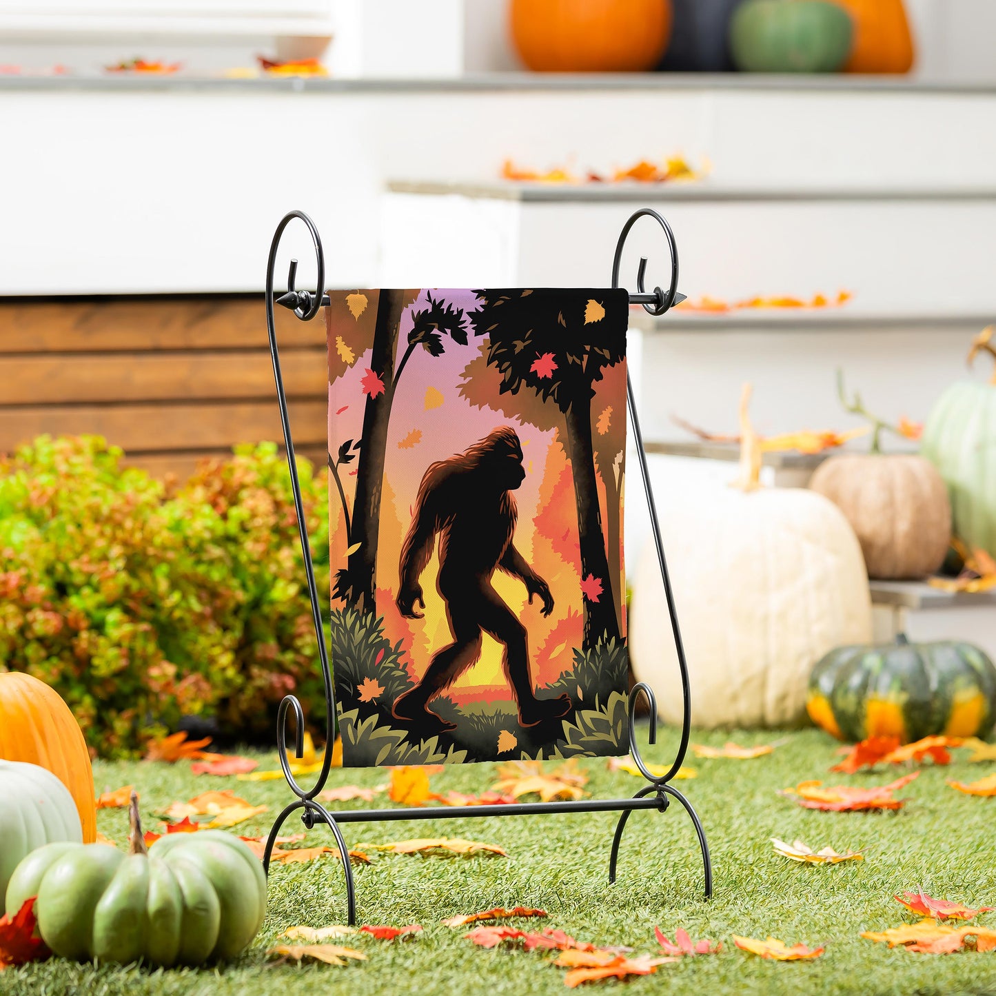 Bigfoot Fall Suede Garden Flag