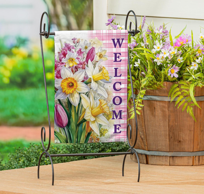 Blooming Buttercups Burlap Flag