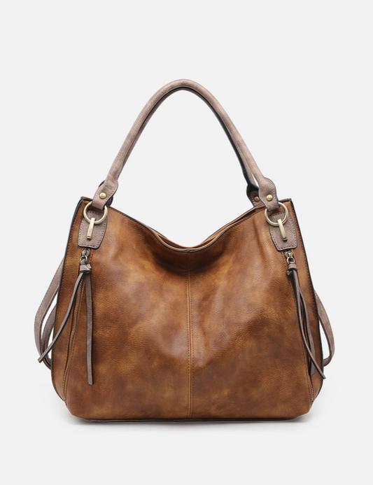 Jen & Co. -M1860DS Connar Distressed Side Pocket Tote