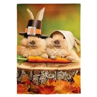 Bunny Pilgrims Suede Garden Flag