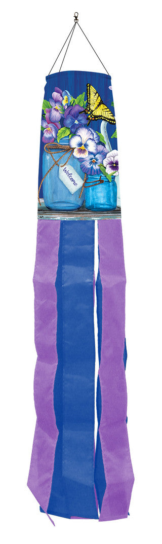 Butterflies and Pansies Windsock