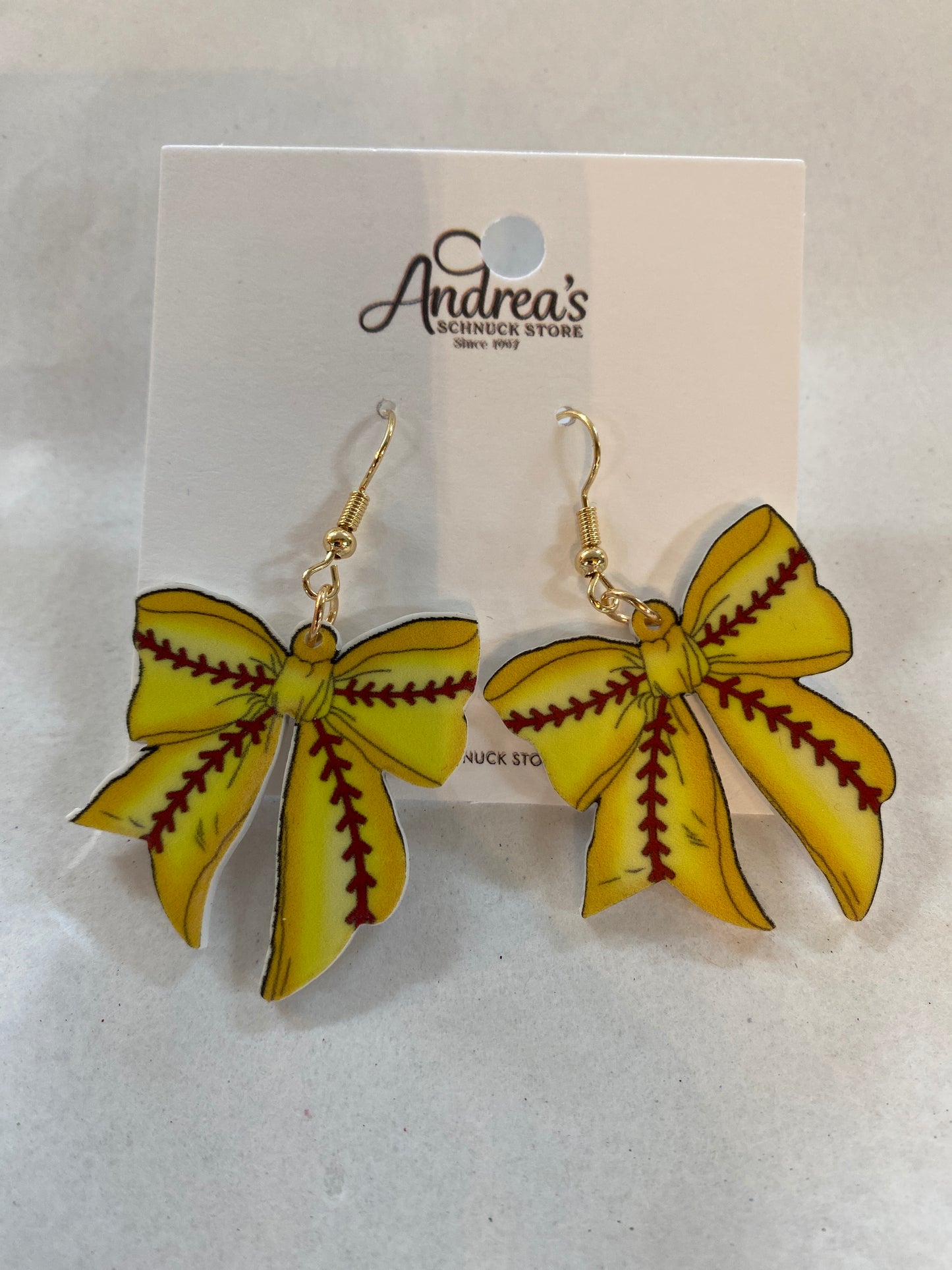 Softball Bow Earrings Acrylic