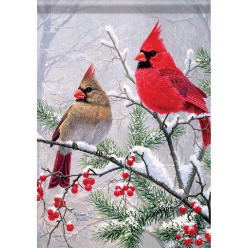 "Cardinals Pine Berries" Durasoft™ Flag