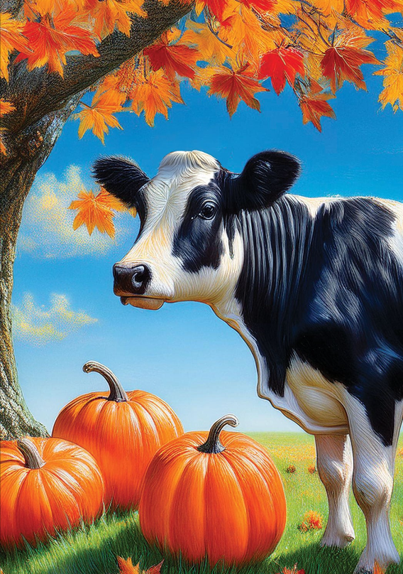 Cow & Pumpkin-Flag by Artie Hansom