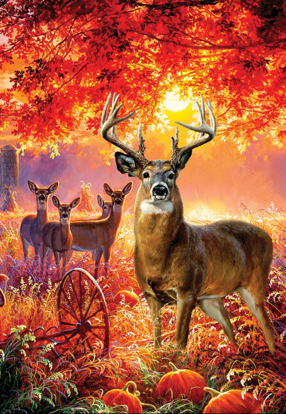 Deer Pumpkins-Flag by Abraham Hunter