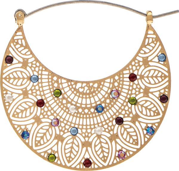 Filligree Crystal Wide Hoop Earrings