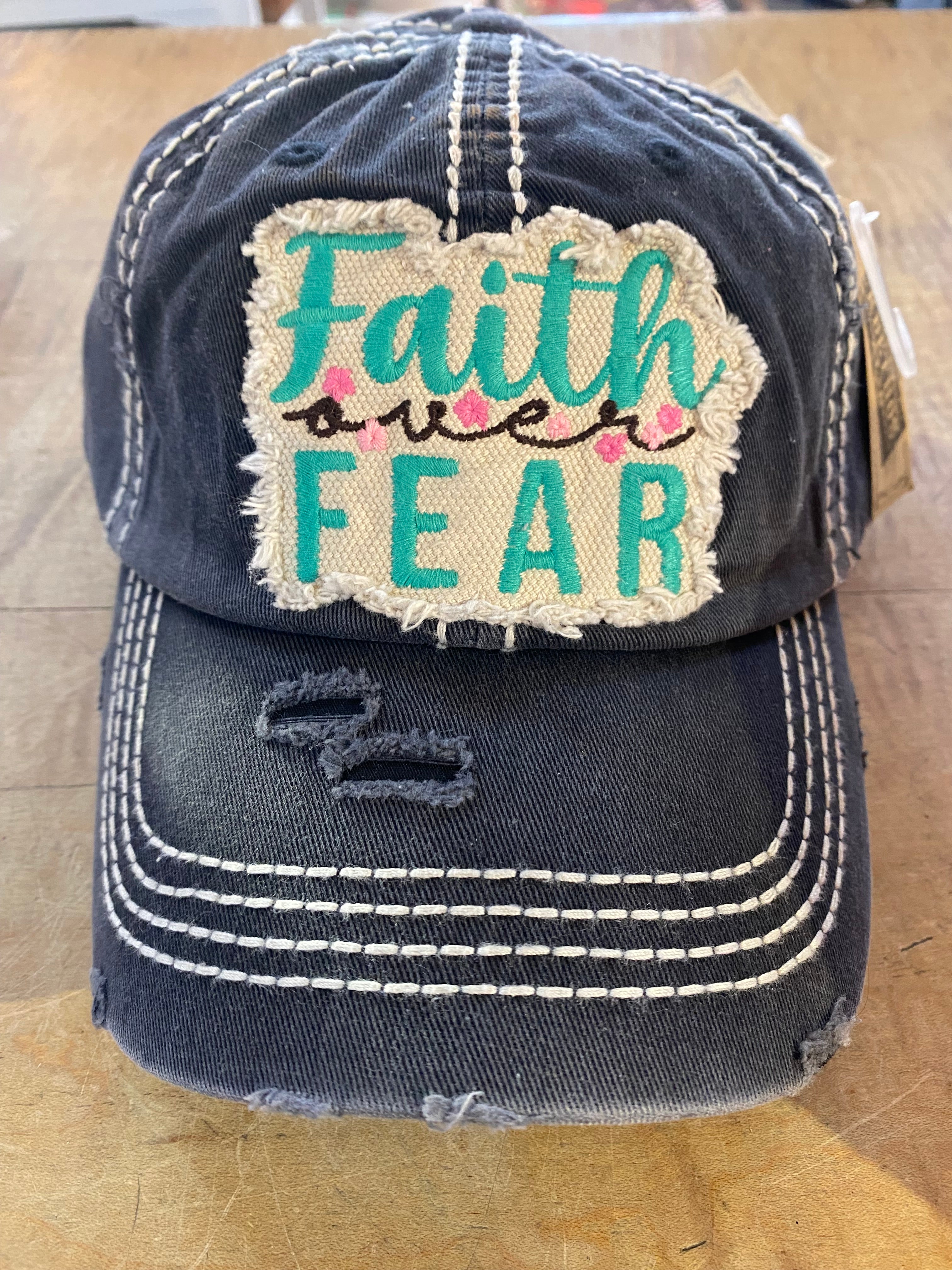 IVORY & GREEN HAT FAITH OVER FEAR main image 0