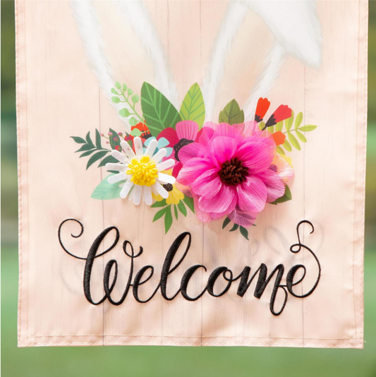 Every Bunny Welcome Applique Flag