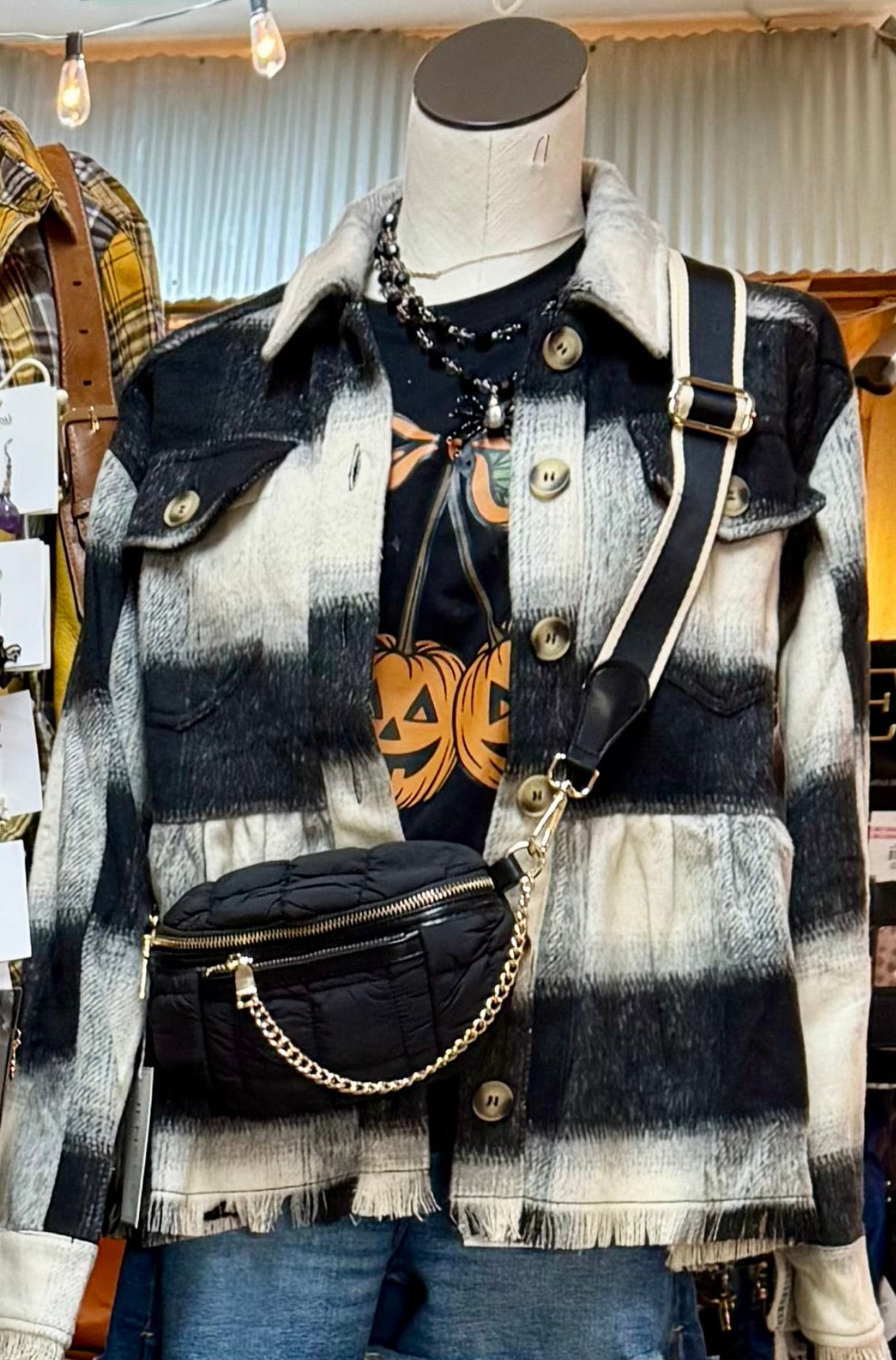 Perfect Peplum Fringe Plaid Jacket