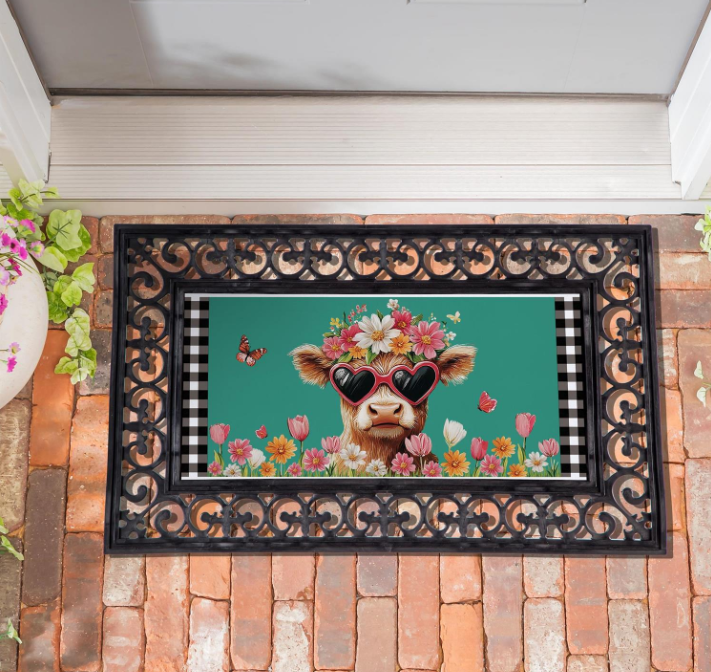 Floral Sunglasses Highland Cow Sassafras Switch Mat