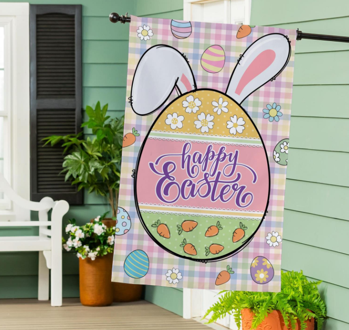 Gingham Easter Burlap Flag